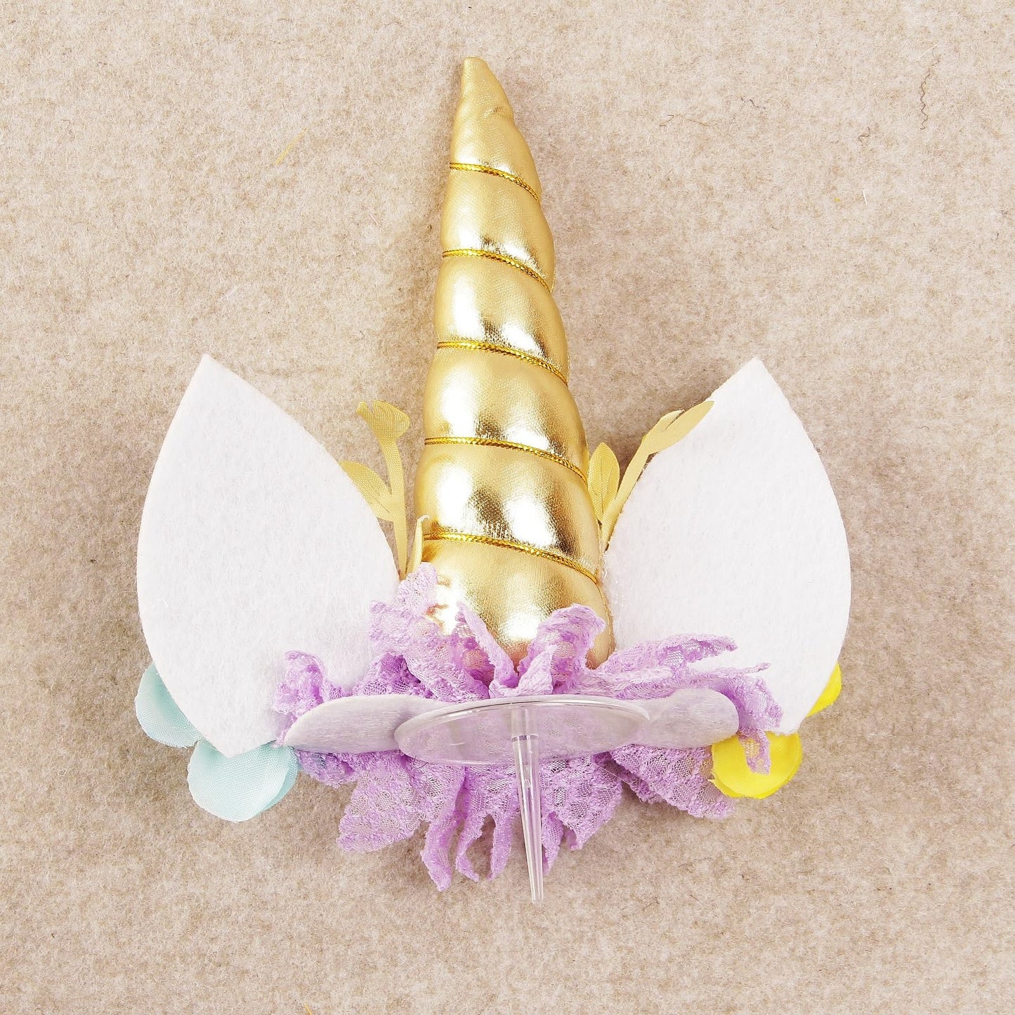 Nishine Rose Floral Unicorn Cake Topper Birthday Party Cake Decoration (Gold&Pink)