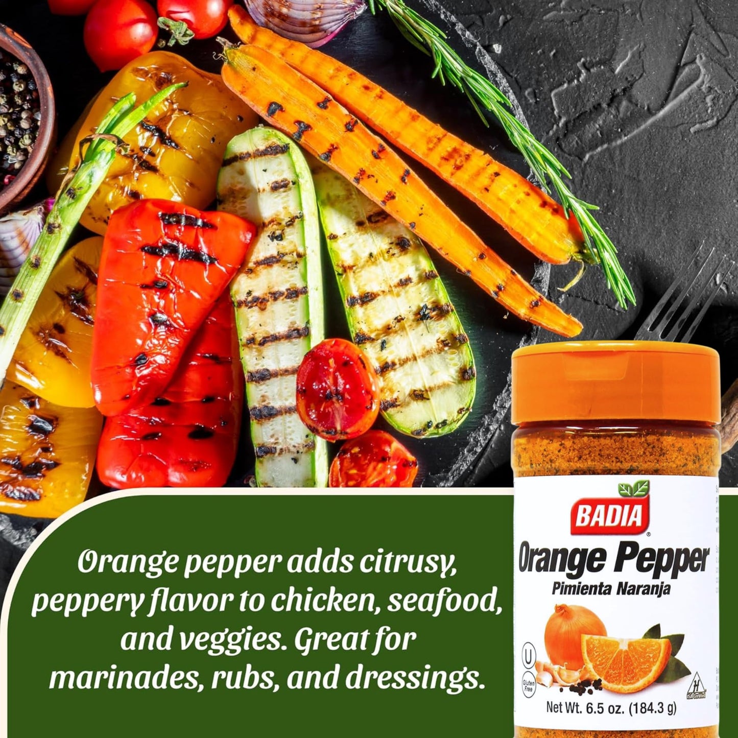 Badia Orange Pepper Seasoning With Garlic And Onion, Zesty Citrus Blend, 6.5 Oz