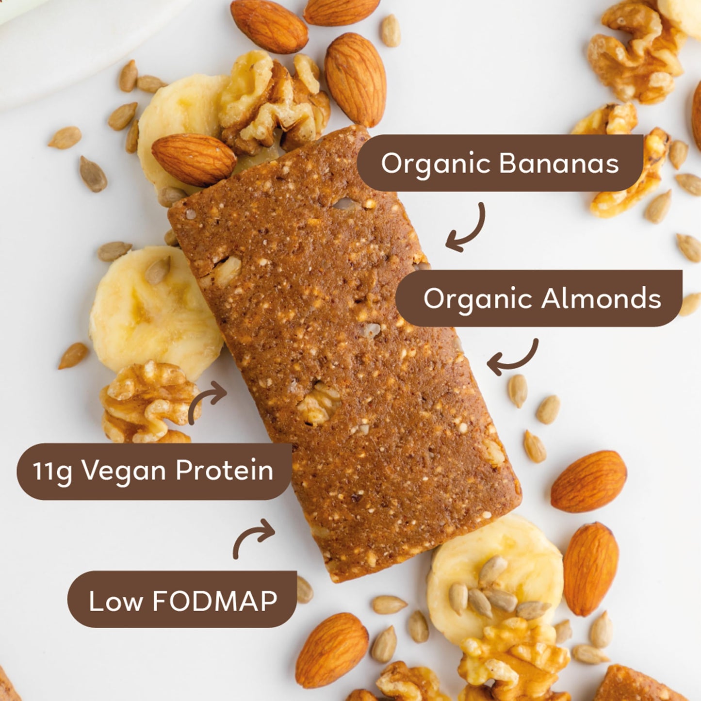 Gomacro Macrobar Organic Vegan Protein Bars - Banana + Almond Butter, 2.3 Ounce Bars, (Pack Of 12)