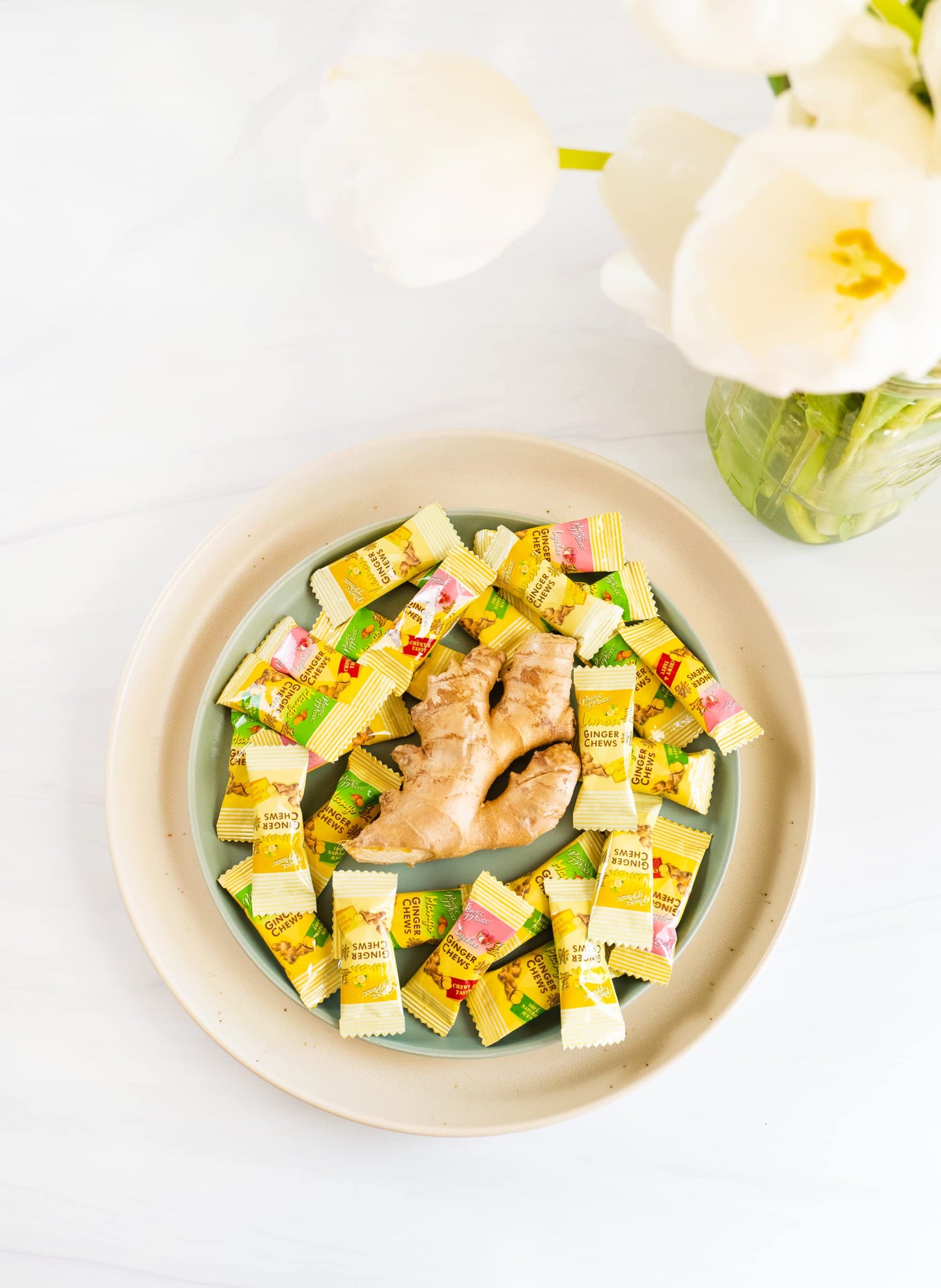 Prince of Peace Ginger Chews with Lychee, 1 lb. - Candied Ginger - Lychee Flavored Candy - Lychee Ginger Chews