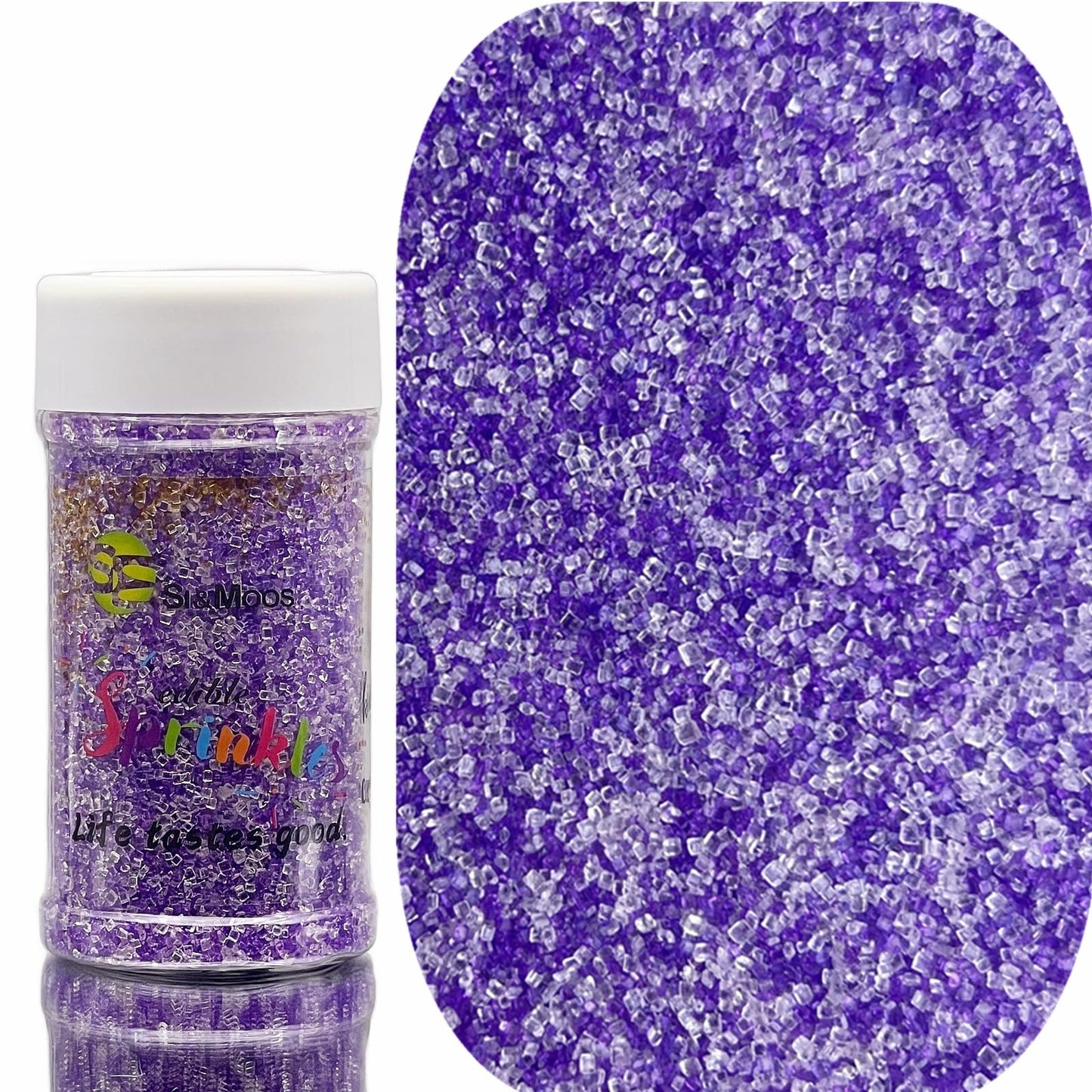 Se Si&Moos Purple And White Sanding Sugar Sprinkles White And Purple Sprinkles Sugar Rimmer For Cocktails, Edible Colored Sugars