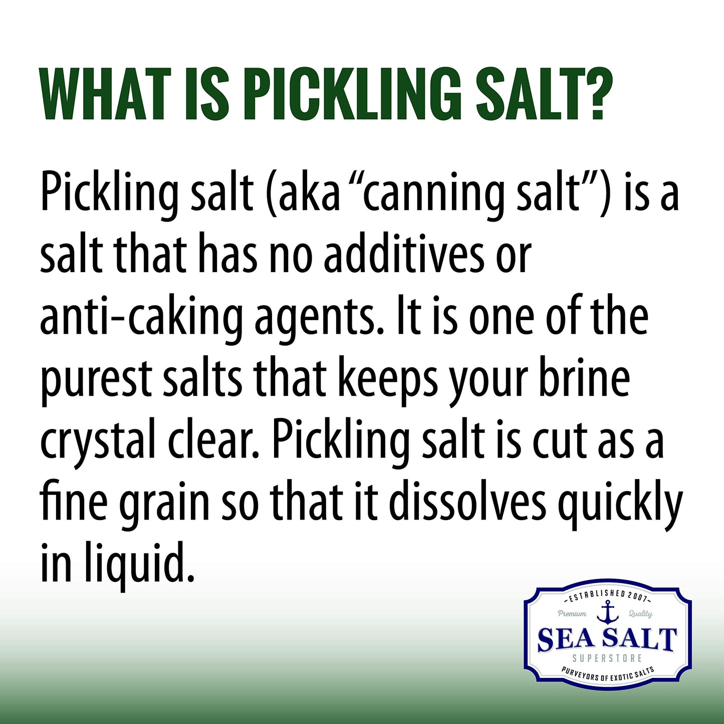 Pickling & Canning Sea Salt - Fine Grain Salt for Home Curing - Non-Iodized, Gluten Free, No Additives, No Bleaching - Kosher Ca