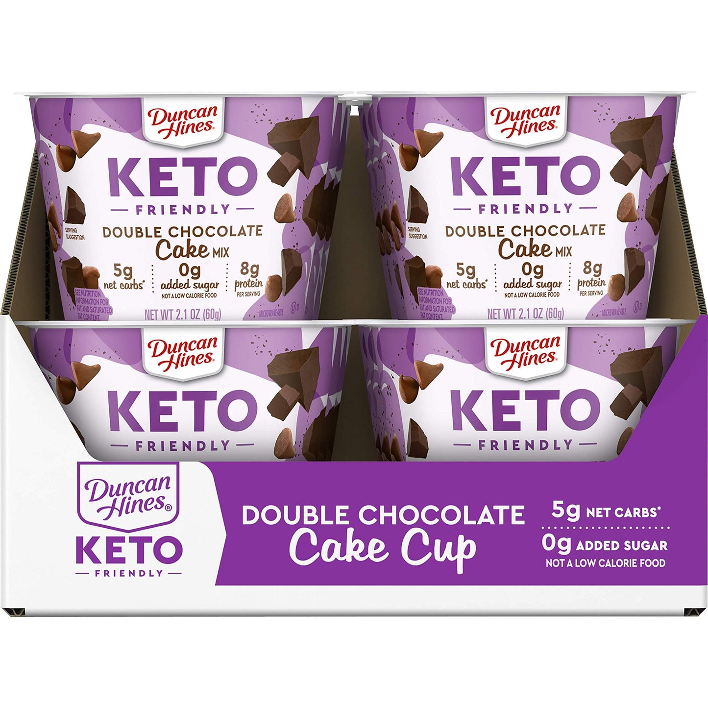 Duncan Hines Keto Friendly Double Chocolate Cake Mix, 2.1 Keto Friendly Double Chocolate Cake Cup 25.2 Ounce (Pack Of 12)