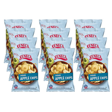 Seneca Sour Apple Chips | Made From Fresh Apples | 100% Granny Smith Apples | Yakima Valley Orchards Of Washington | Crisped Apple Perfection | Foil-Freshness Bag | 2.5 Ounce (Pack Of 12)