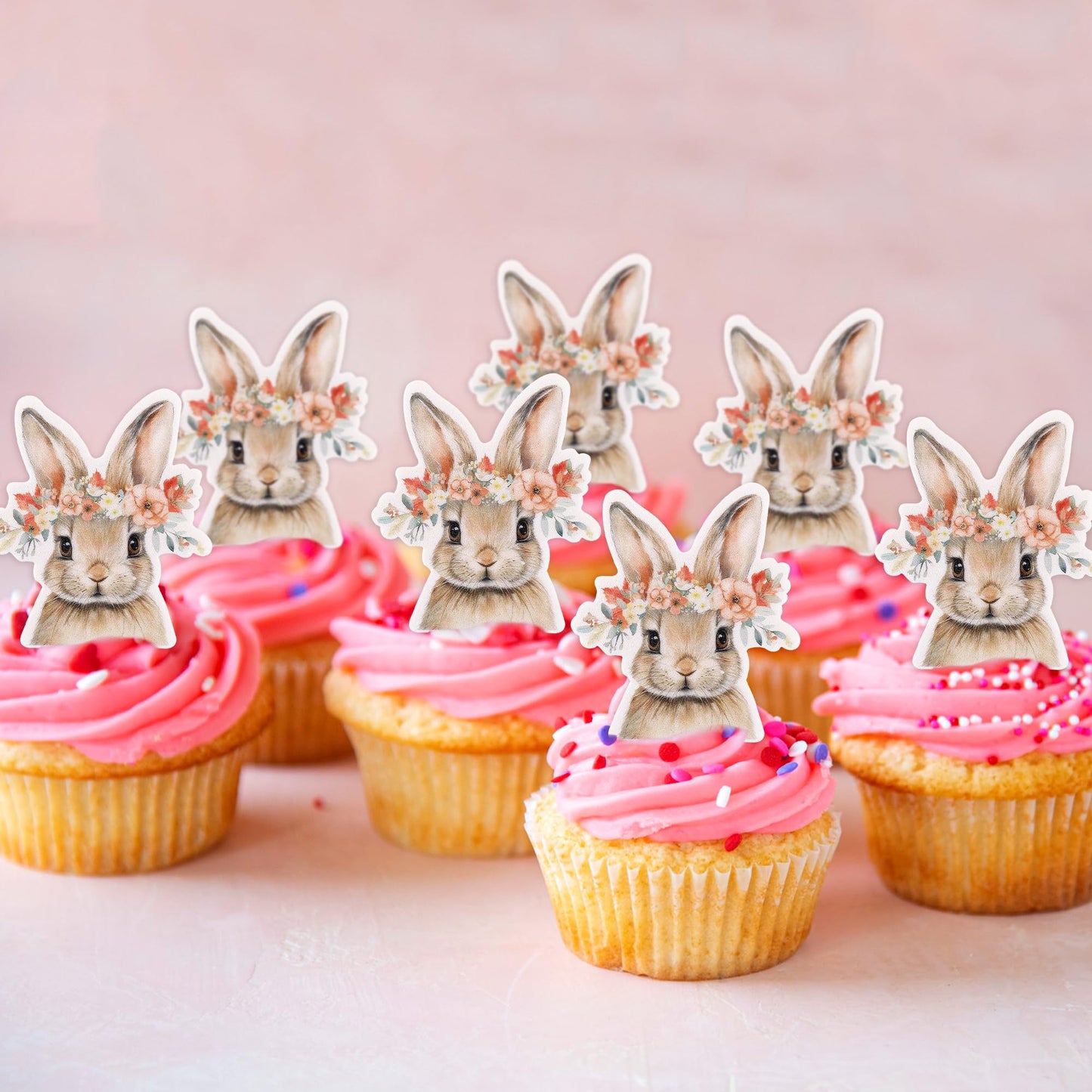 Keaziu 40-Pack Edible Wafer Paper Easter Cupcake Toppers - Rabbit Ears Party Decorations - Food Decor Appetizers Top Picks