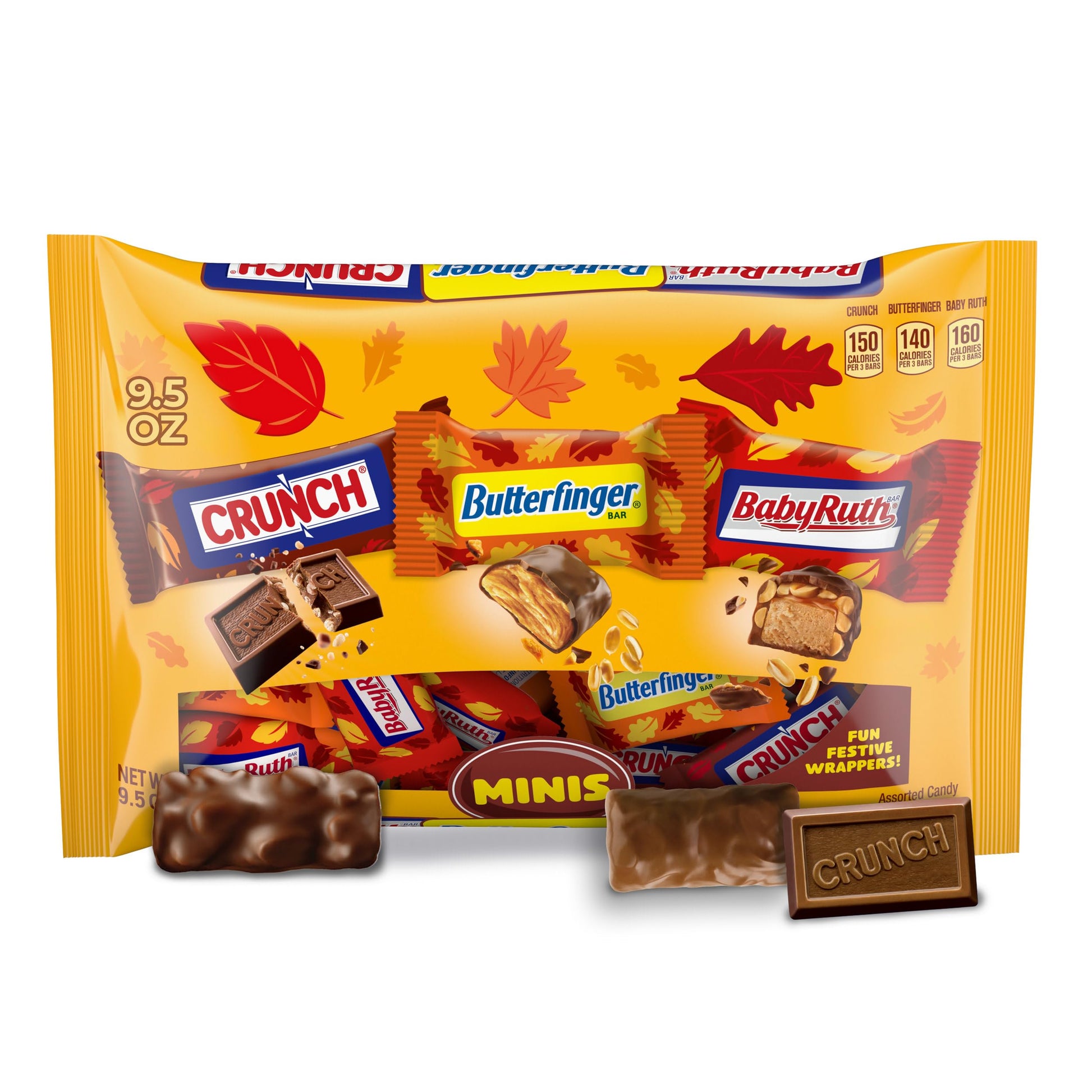 Butterfinger, CRUNCH and Baby Ruth Minis, Assorted Candy Bars, Great for Gifting and Sharing, Bulk Variety Pack, 9.5 oz