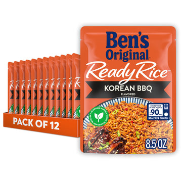 BEN S ORIGINAL Ready Rice Korean BBQ Flavored Rice, Easy Dinner Side, 8.5 OZ Pouch (Pack of 12)