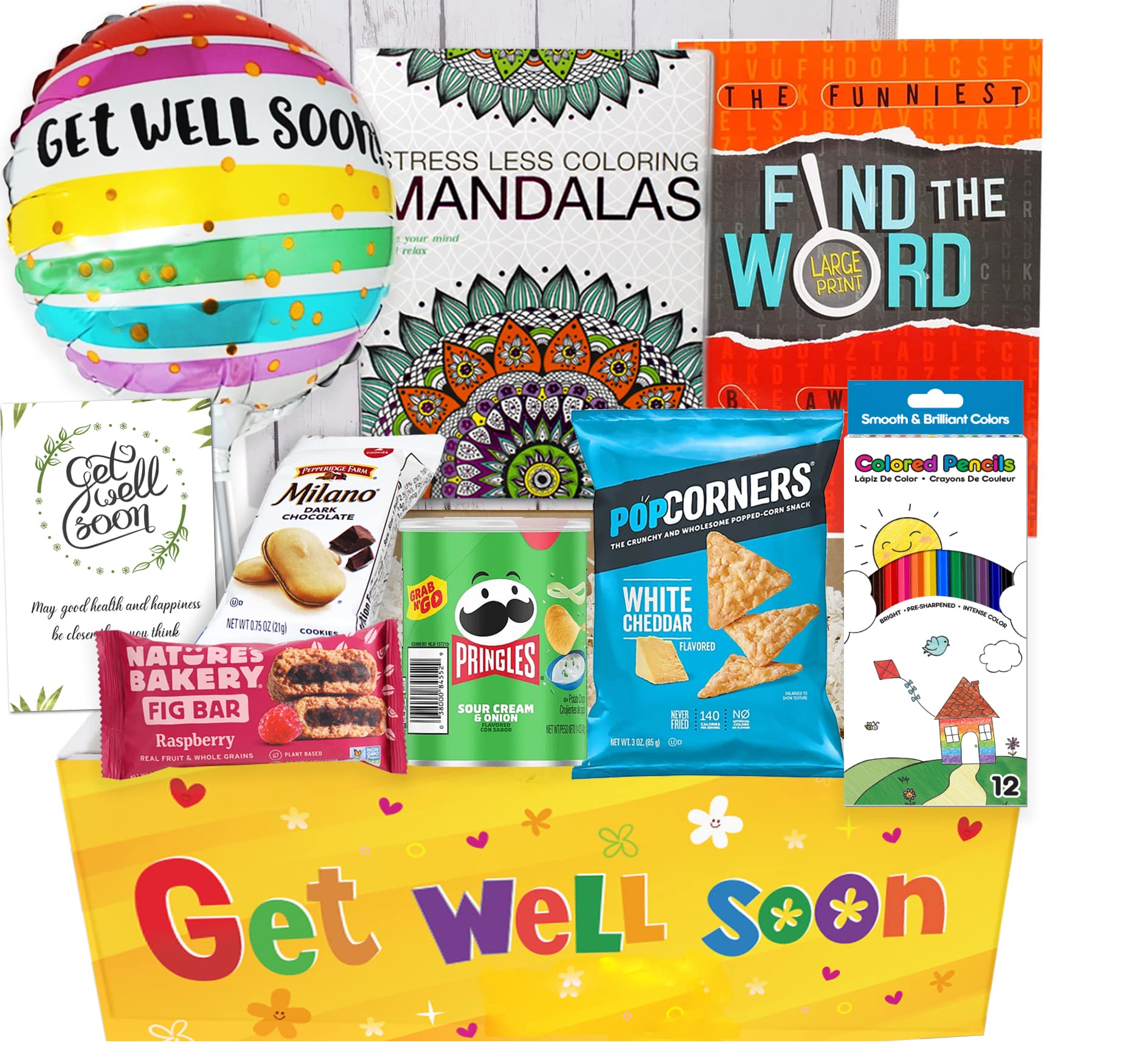 GET WELL GIFT Basket, package for Adults or kids Men, women, boy or girl Care package, Feel better soon for home or hospital, af