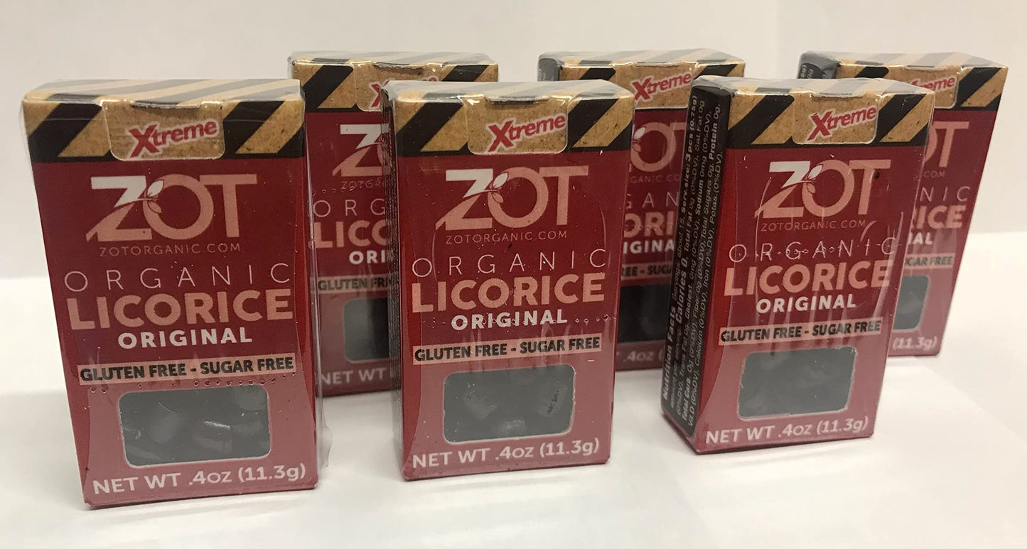 ZOT Organic Licorice, Original, 0.4 oz (Pack of 6), Dark Brown/Black, Model KKPPOA25607