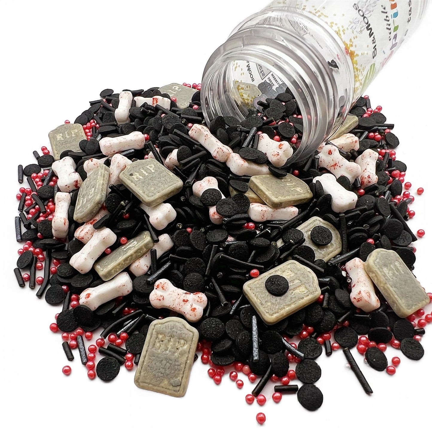 Se Si&Moos Edible Tombstones Bloody Bones Sprinkles Black And Red Sprinkles Halloween Sprinkles For Cake Decorating Tombstone Ca