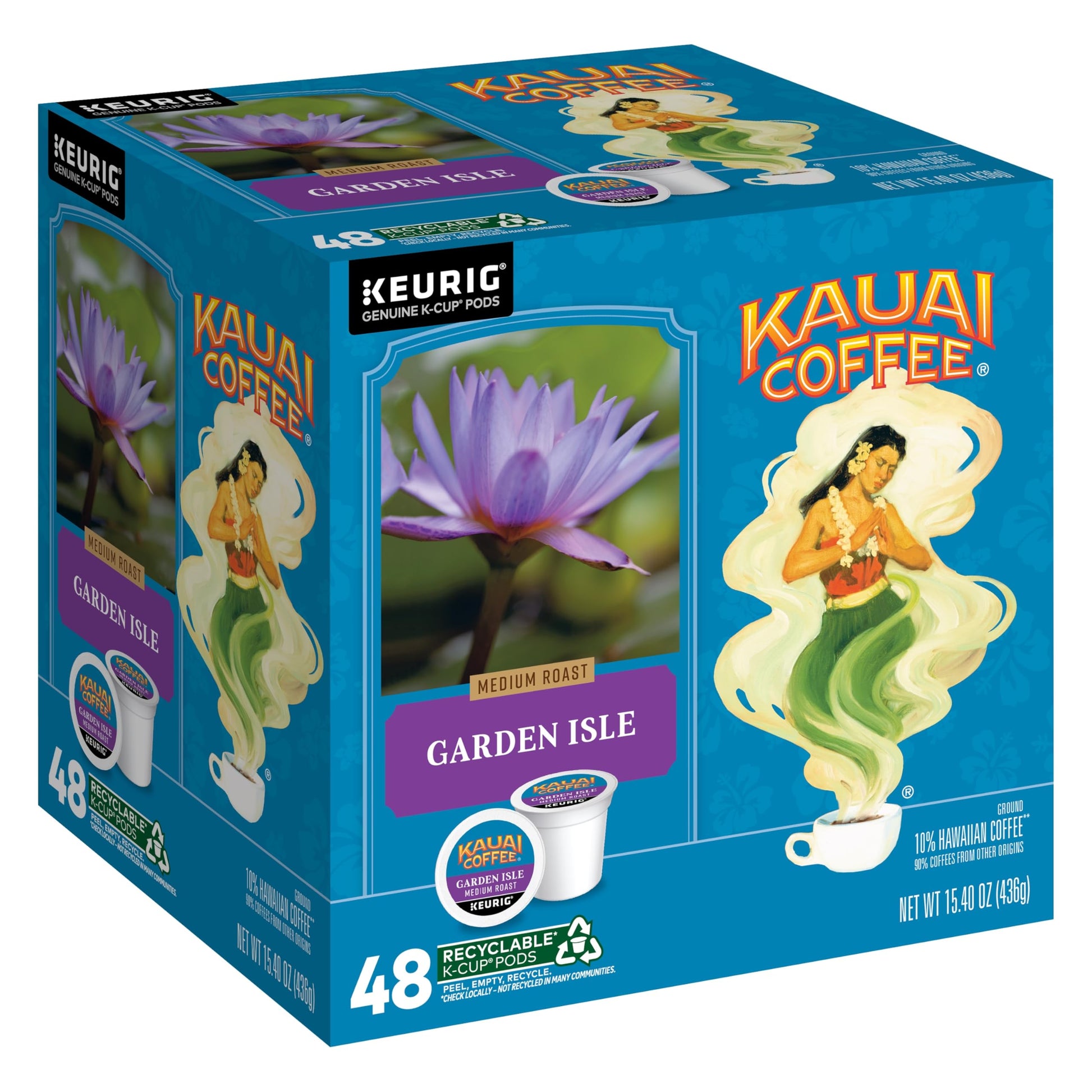 Kauai Coffee K-Cup Pods, Medium Roast, 10% Hawaiian, 48 Count Pack