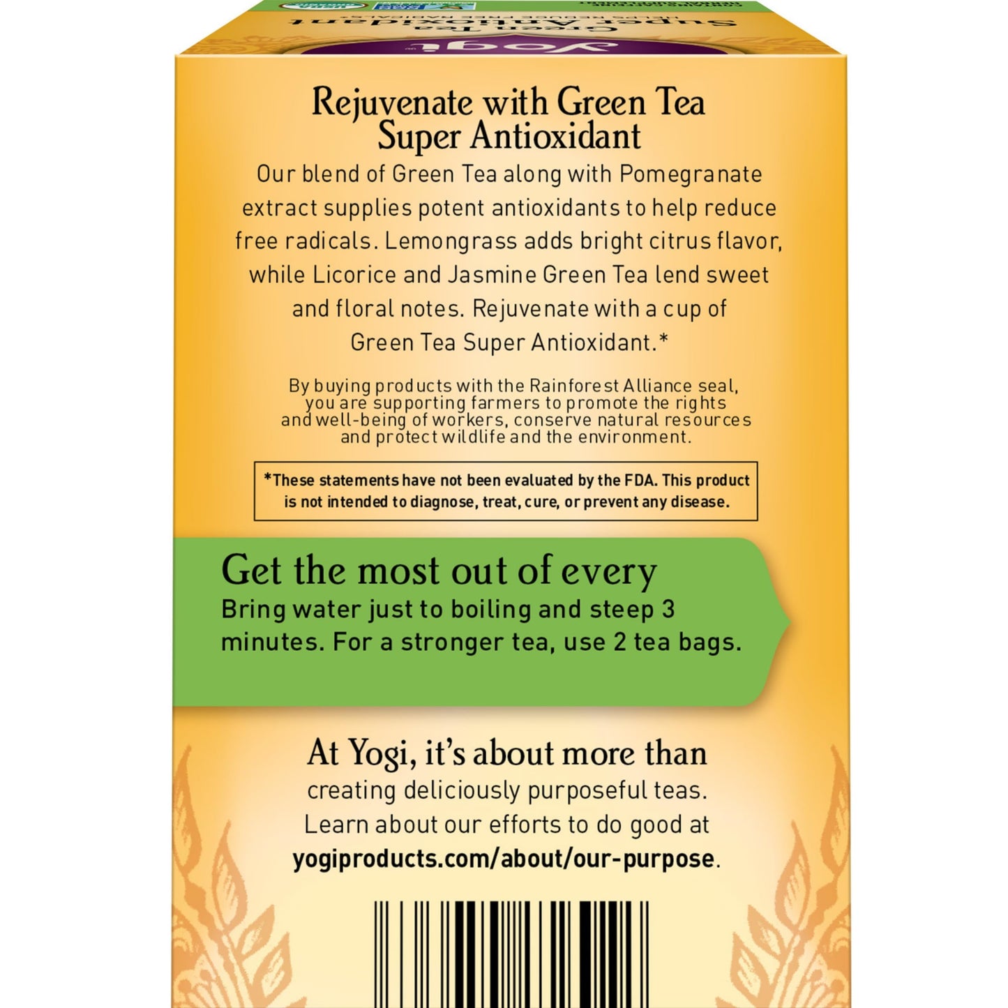 Yogi Green Tea Super Antioxidant - Organic Tea Blend, 96 Tea Bags, 16 Count (Pack of 6)