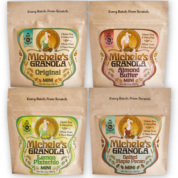 Michele's Granola Mini Snacks, Variety Granola Snack Packs, Gluten-Free & Non GMO, 2 Oz Package, Pack of 4