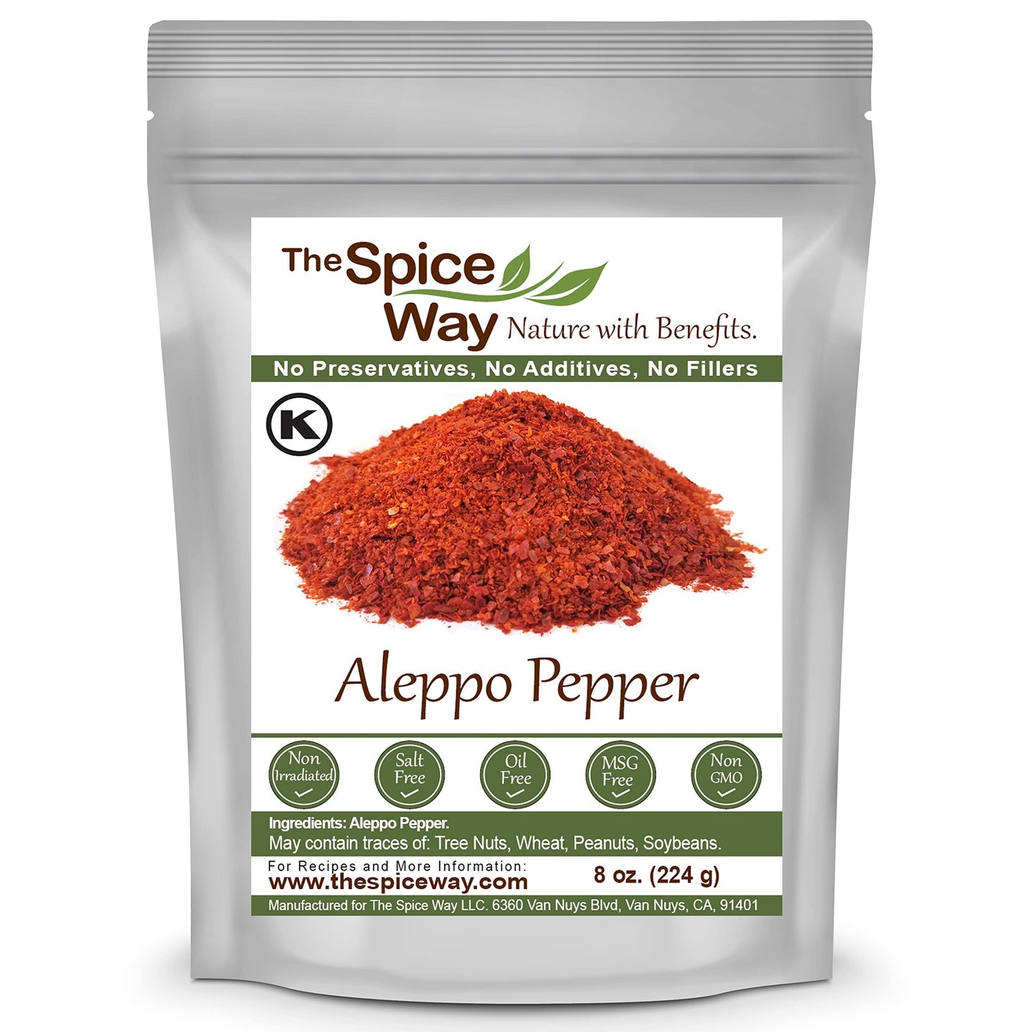 The Spice Way - Premium Aleppo Pepper |8 Oz.| Crushed Aleppo Pepper Flakes (Halaby Pepper/Pul Biber/Marash Pepper/Aleppo Chili F