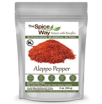 The Spice Way - Premium Aleppo Pepper |8 Oz.| Crushed Aleppo Pepper Flakes (Halaby Pepper/Pul Biber/Marash Pepper/Aleppo Chili F