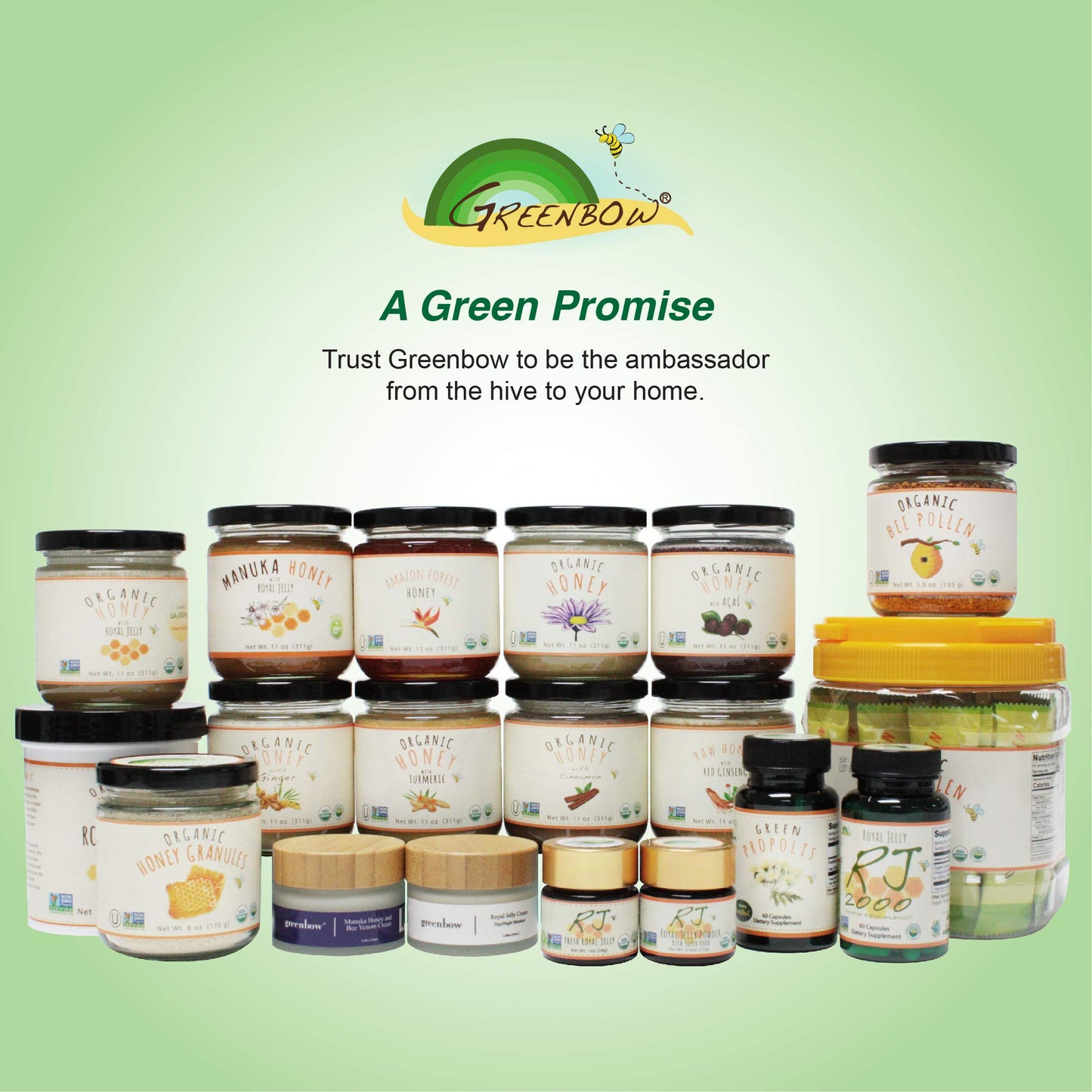 Greenbow Organic Honey W/Fresh Royal Jelly - 100% Usda Certified Organic, Non-Gmo, Gluten Free - Whole Food Organic Royal Jelly