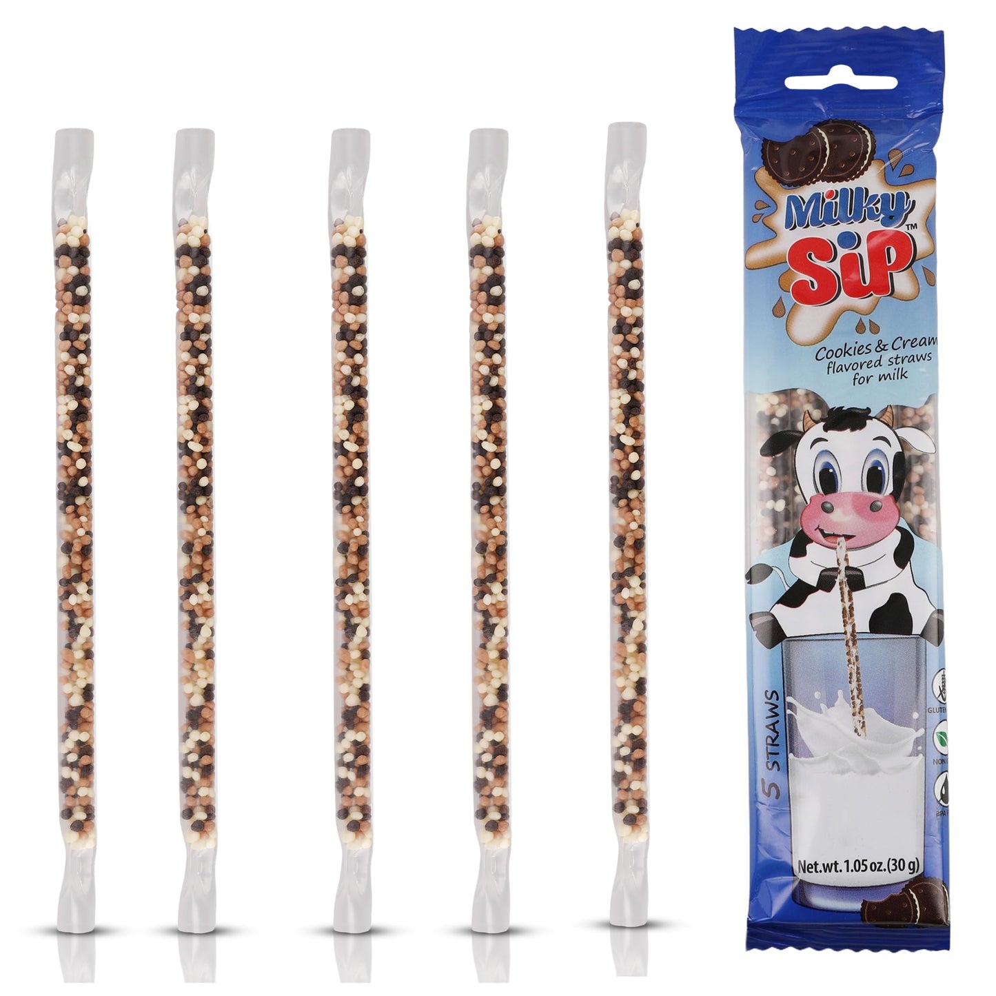 Milky Sip Magical Milk Straws - 4 Packs of 5 Pcs Each Cookies and Cream Flavored Straws For Milk, 20 Milk Flavoring Straws for K