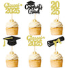 25 Pack 2025 Graduation Cupcake Toppers Class of 2025 Congrats Grad Cupcake Picks for 2025 Graduation Theme Birthday Party Suppl