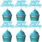 YCTHUNFISH 24 Pack Cupcake Toppers - Glitter Blue Bamboo Picks for Birthday & Baby Shower Party Decorations