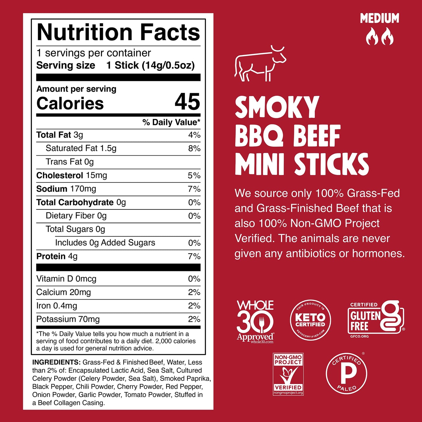 Chomps Beef Jerky Snack Sticks, Smoky BBQ, 0.5oz, 24-Pack, Keto, Gluten-Free, Non-GMO