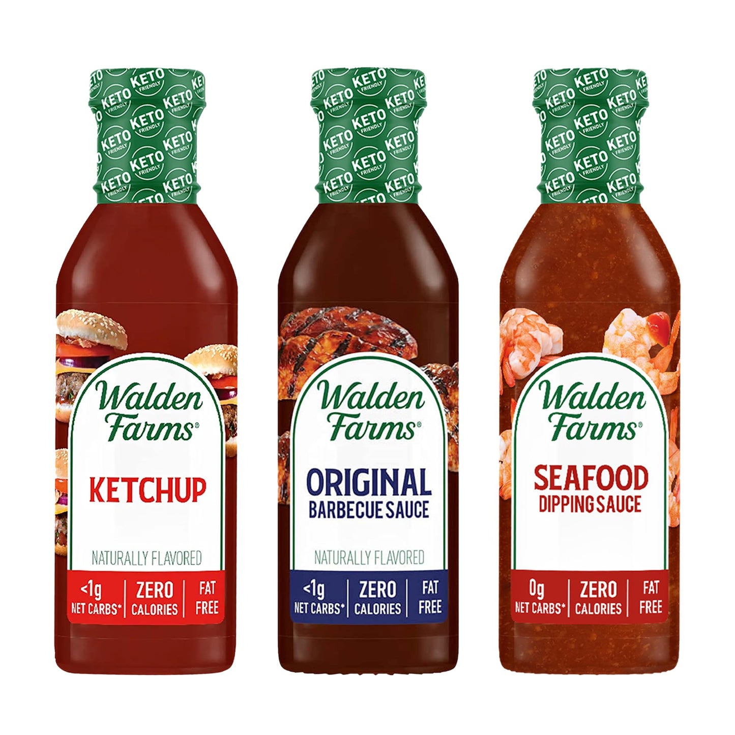 Walden Farms Calorie Free Ketchup Calorie Free, Fat, Carbs, Gluten or Sugar Pack of 3 ( Ketchup -Seafood Sauce & Original BBQ Sa