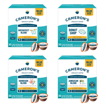 Camerons Coffee Single Serve Pods, Variety Pack Of Donut Shop, Breakfast Blend, 10% Hawaiian Blend, Jamaican Blend, 128 Count