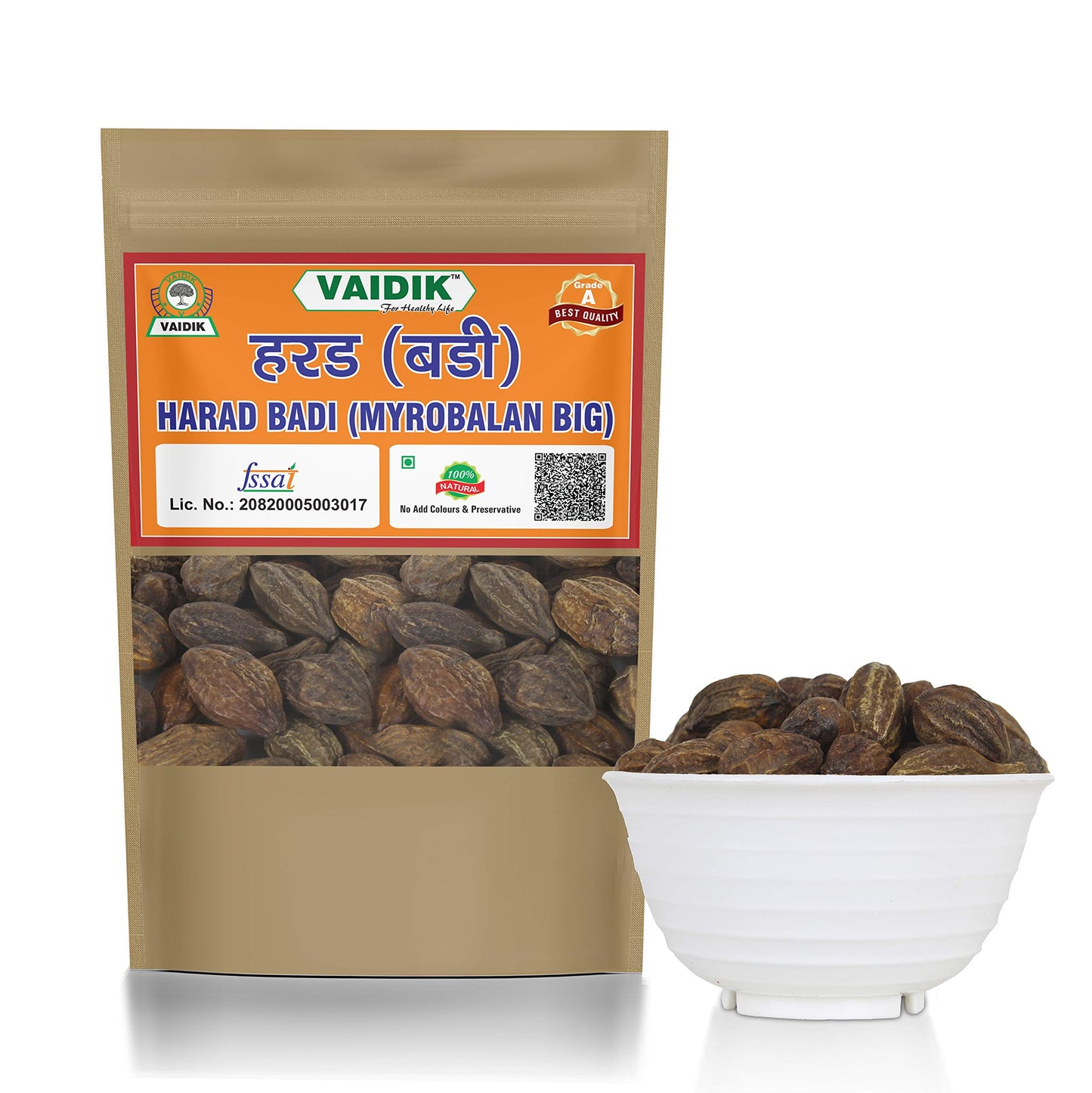 Vaidik Organic & Natural Whole/Raw Harad Badi | Haritaki - (100 Grams)