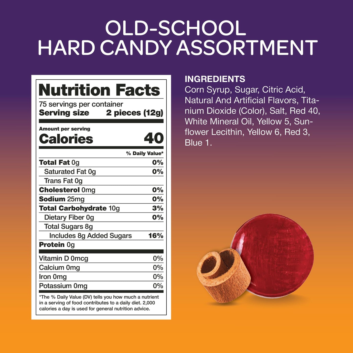 Old-School Hard Candy Mix - Bulk Pack 2 Pounds - Individually Wrapped