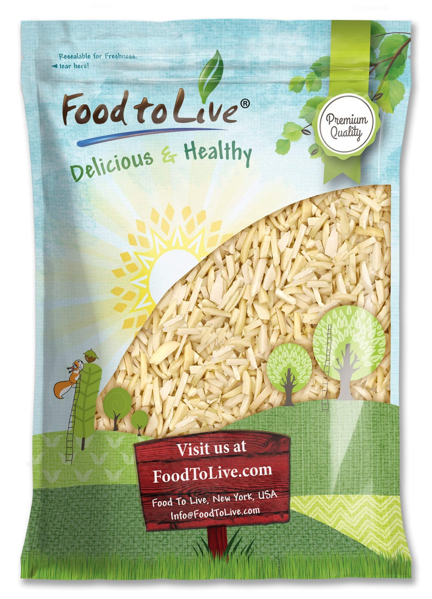Food to Live - Blanched Slivered Almonds, 25 Pounds Chopped Raw Blanched Almonds, Unsalted, Vegan, Keto, Kosher, Bulk. High in P