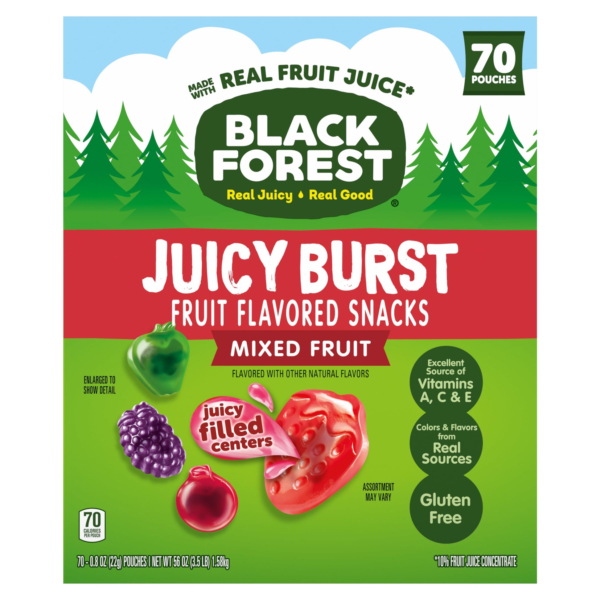Black Forest Juicy Burst Fruit Flavored Snacks  Mixed Fruit Flavors  0.8 oz 70 count