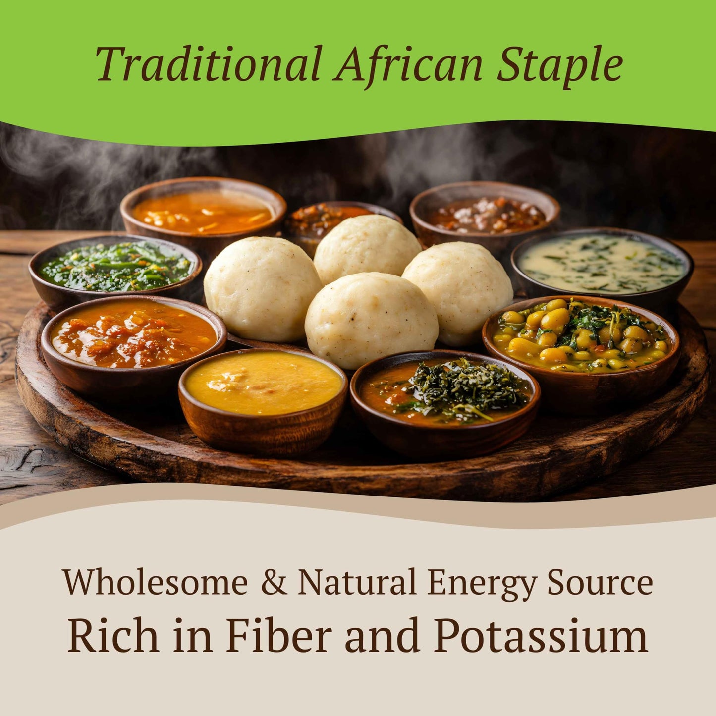 GHANA HERITAGE Plantain Fufu Flour - 24 oz - Versatile Fufu Mix for Soups and Stews