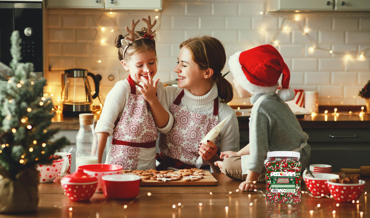Christmas Sprinkles Bulk - 1.6 Pounds - Holiday Jimmies - Red White And Green Xmas Baking Toppings For Cookies, Cakes, Cupcakes,