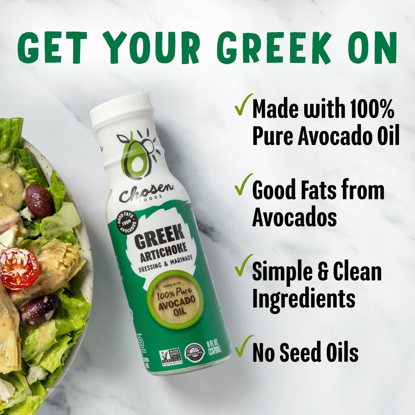 Chosen Foods Greek Artichoke Dressing And Marinade 8 Oz With Recipe E-Book Bundle