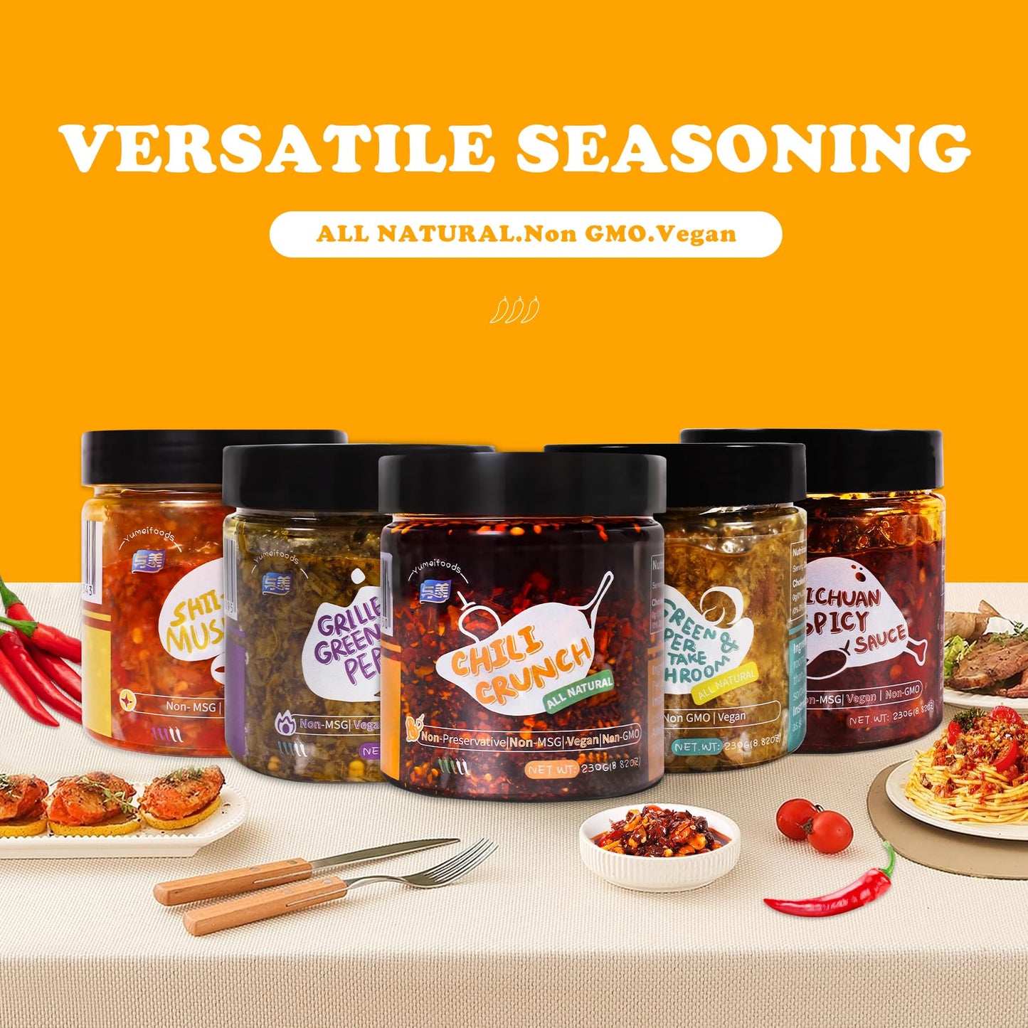 Chili Pepper Bobo Sauce Condiment, Flavorful & All Natural Vegan Chili Crisp Oil, Non-MSG, Non-GMO, Gourmet Hot Chili Good on Ev