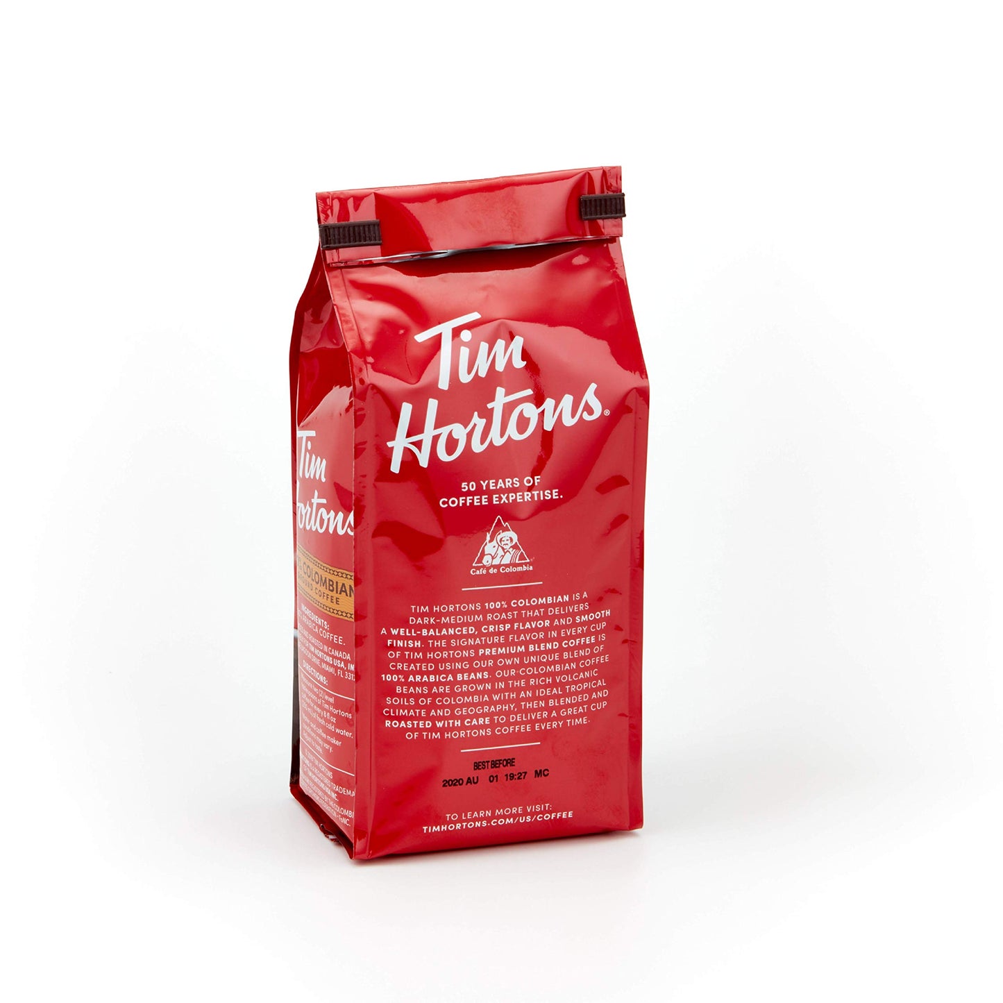 Tim Hortons Colombian Ground Coffee, Medium-Dark Roast, 100% Arabica, 12 Ounce (Pack of 6), Red