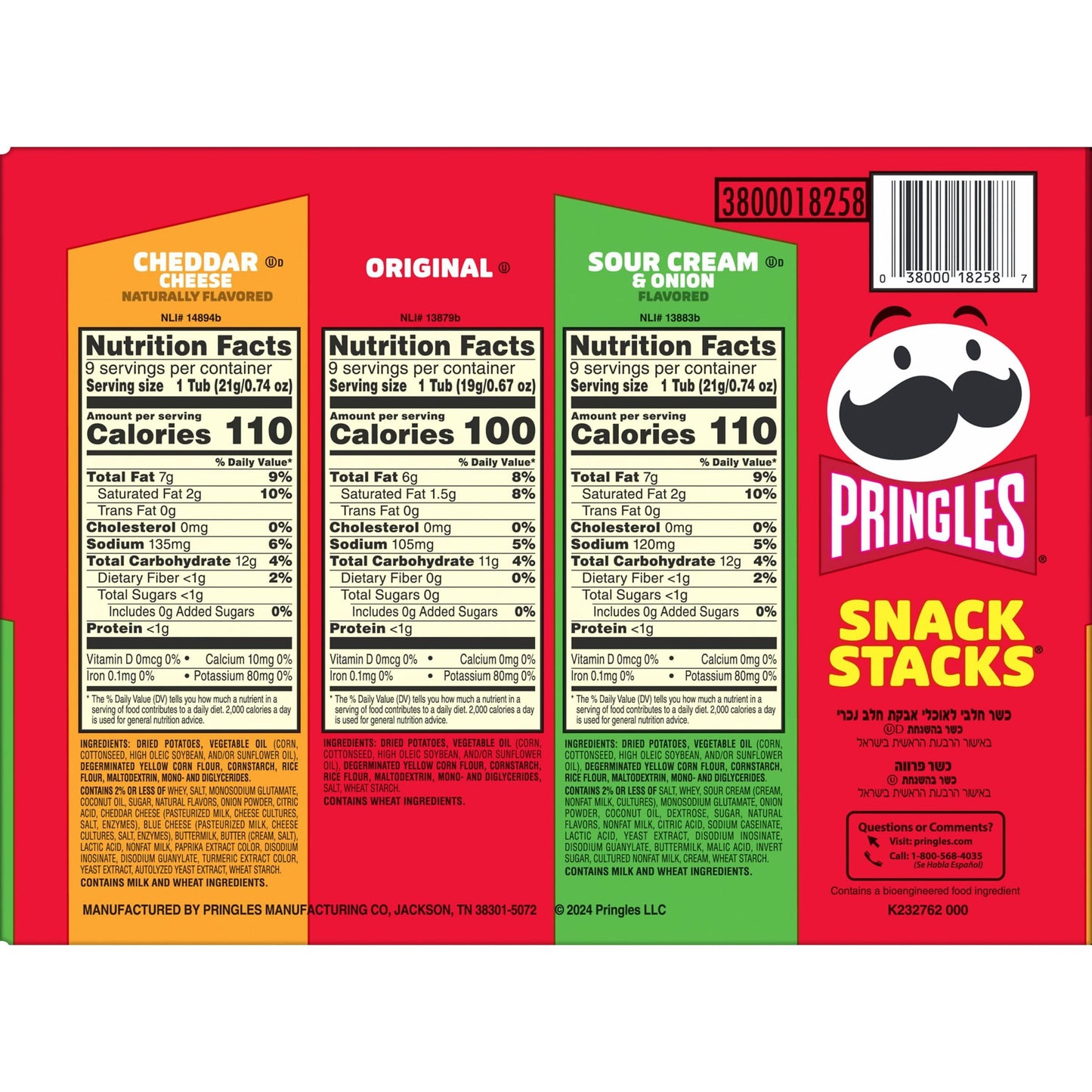 Pringles Potato Crisps Chips, Lunch Snacks, On-the-Go Snacks, Snack Stacks, Variety Pack, 19.3oz Box (27 Cups)