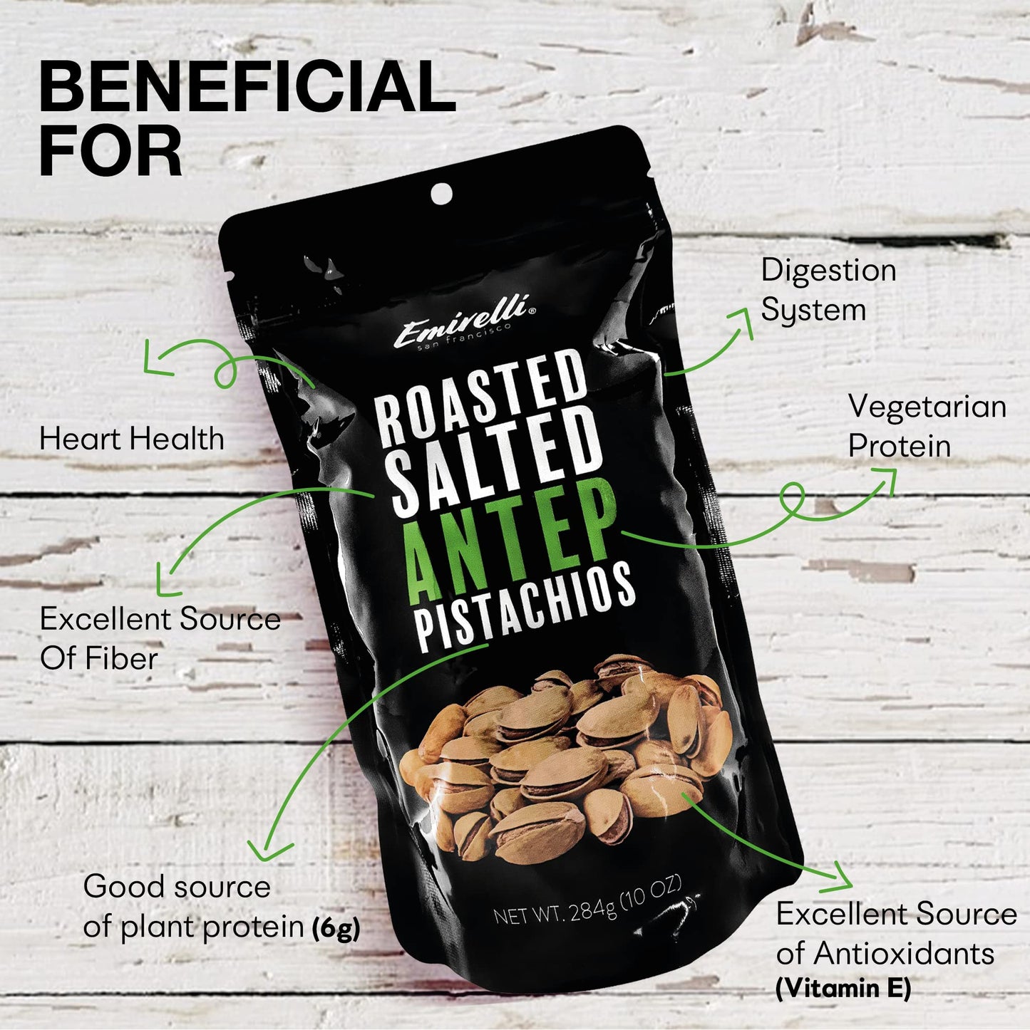 Emirelli Turkish Antep Pistachios In Shell, Roasted And Salted Intense Nuts, Non Gmo Gluten Free Natural Vegan Healthy Snacks, S