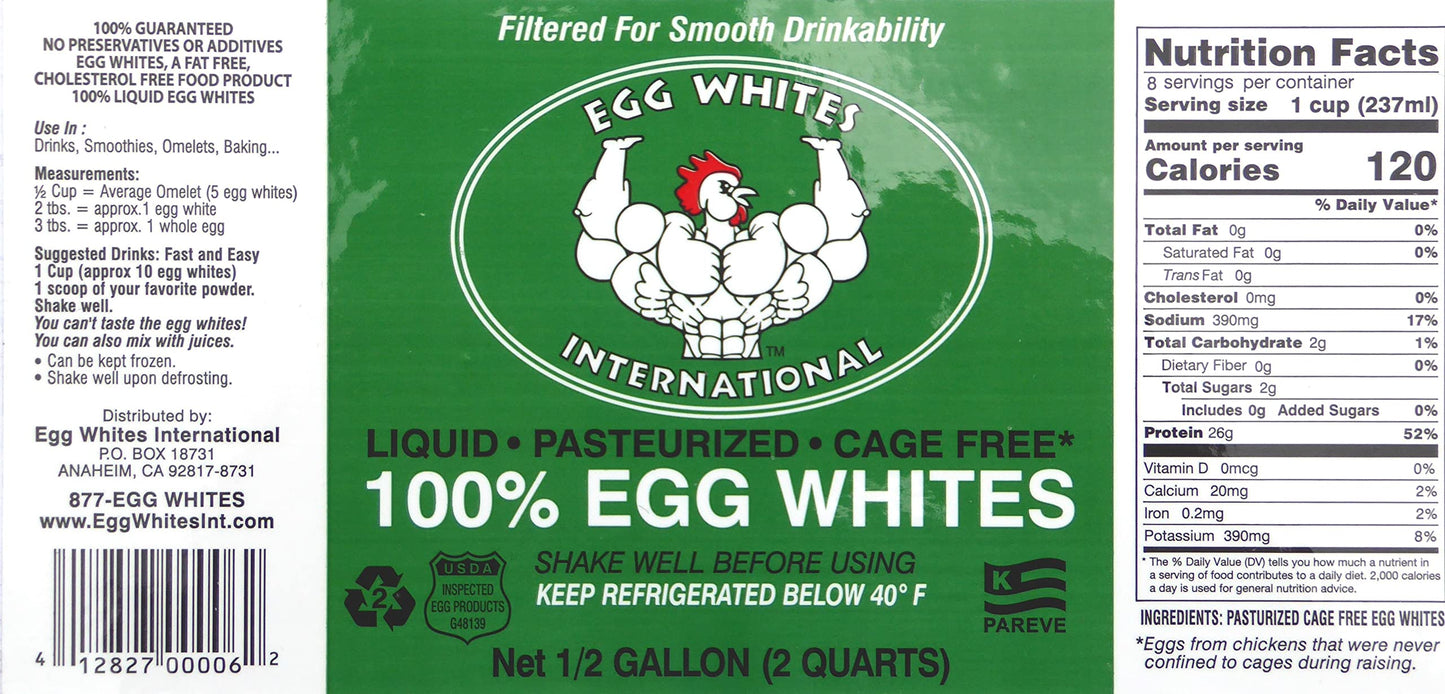 Egg Whites International 100% Pure Liquid Egg White Protein Designed to Drink. NOW 100% CAGE FREE. Priority Mail for AK & HI (1