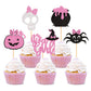 Ercadio 30 Pack Halloween Its A Girl Cupcake Toppers Glitter Pink Halloween Pumpkin Cupcake Toppers Spider Skull Cupcake Picks F