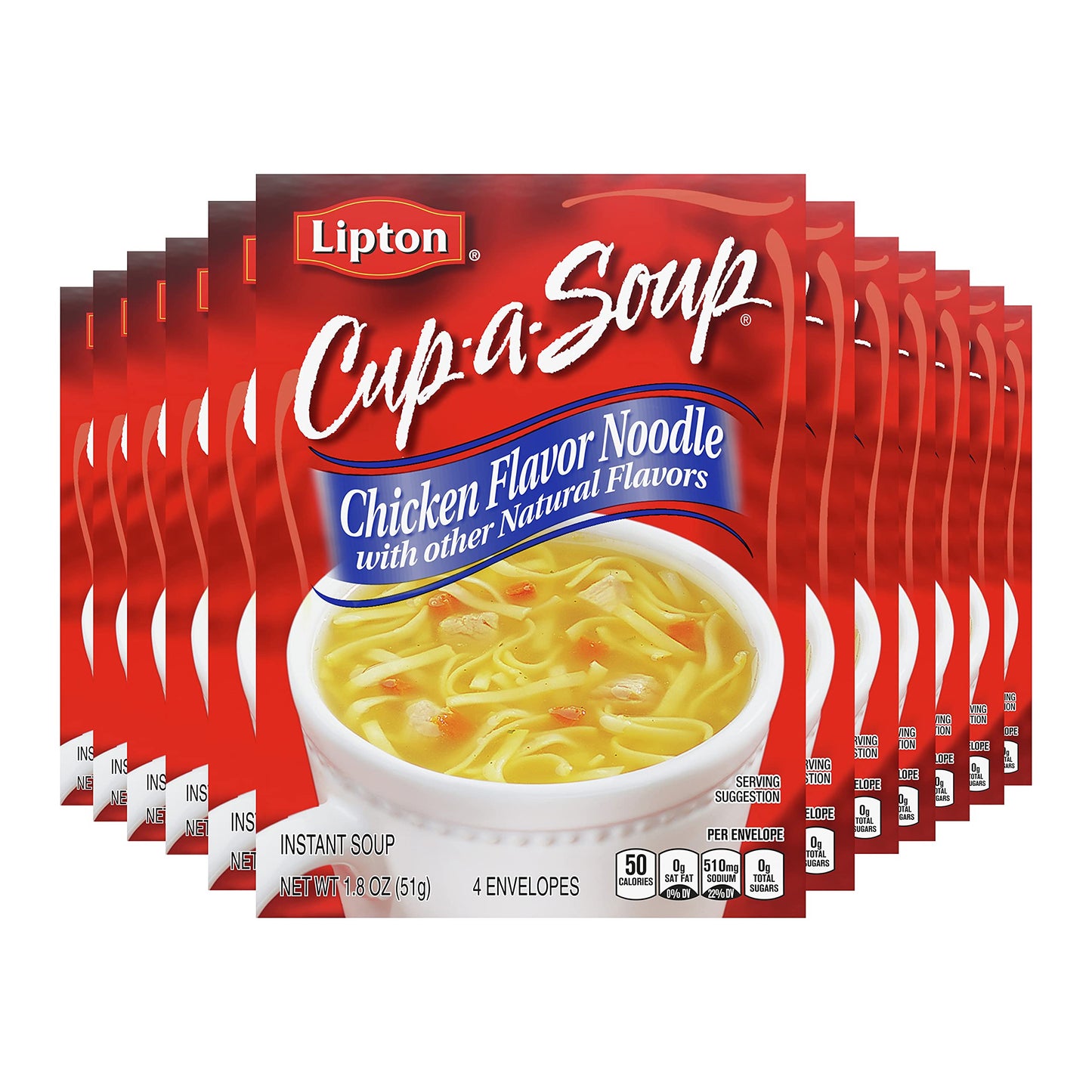 Lipton Cup-a-Soup Instant Soup, Chicken Noodle Flavor, 1.8 oz (Pack of 12), Model 41000014246