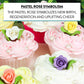 Global Sugar Art Roses And Leaves Edible Sugar Cake & Cupcake Wedding Flowers, Assorted Pastel Colors, Small Unwired, 30 Count,