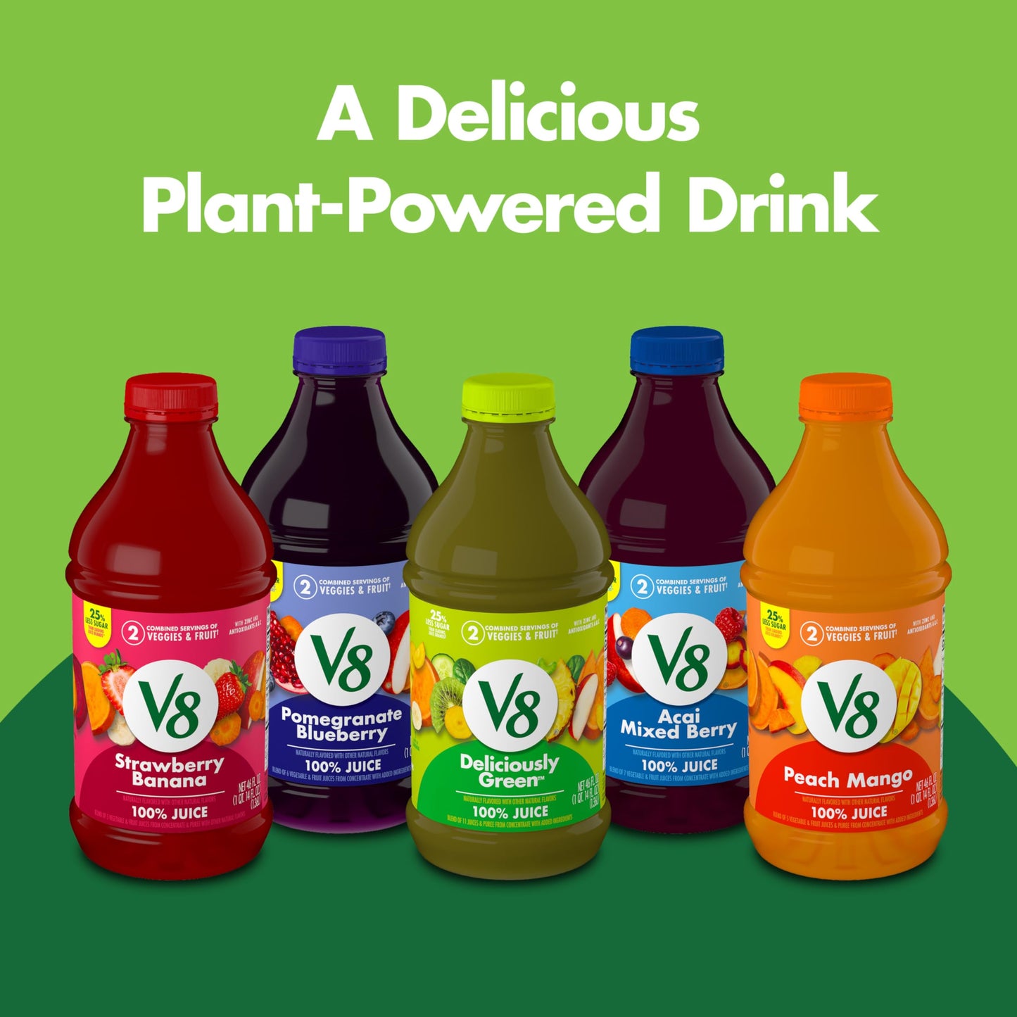 V8 Peach Mango 100% Fruit and Vegetable Juice, 46 fl oz Bottle (6 Pack)