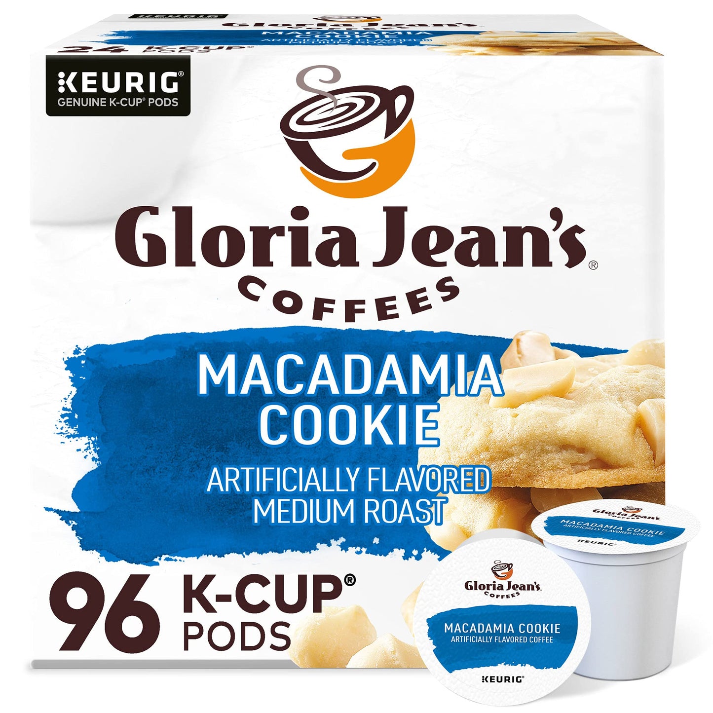 Gloria Jean'S Macadamia Cookie Coffee, Keurig Single Serve K-Cup Pods, Medium Roast Coffee, 96 Count (4 Packs Of 24)