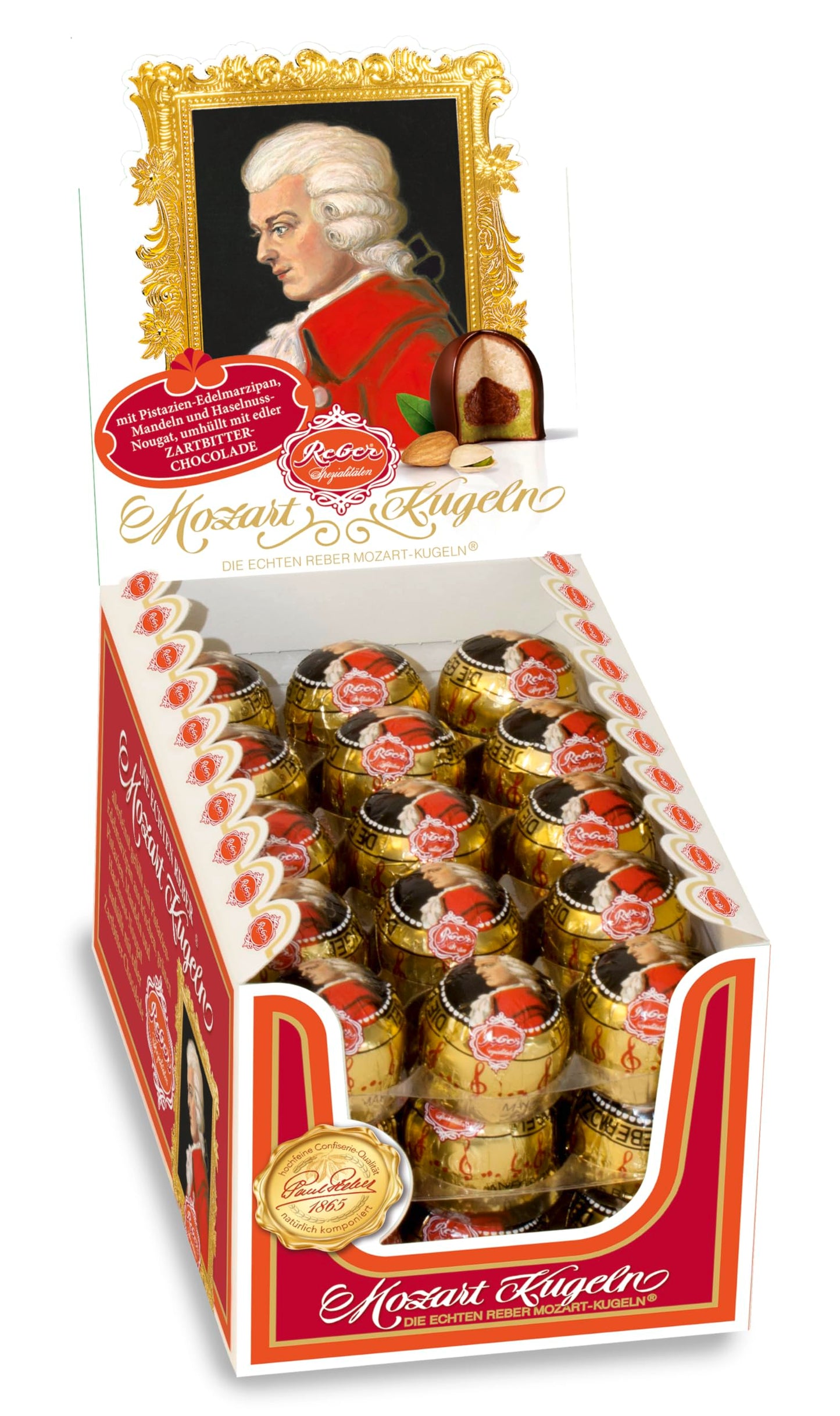 Reber Mozart Kugel Display Box, 45 Pieces, 0.70 Ounce, Model 183510