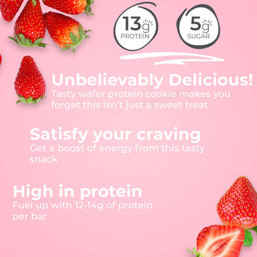 Power Crunch Protein Wafer Bars, High Protein Snacks With Delicious Taste, Strawberry Crme, 1.4 Ounce (12 Count)