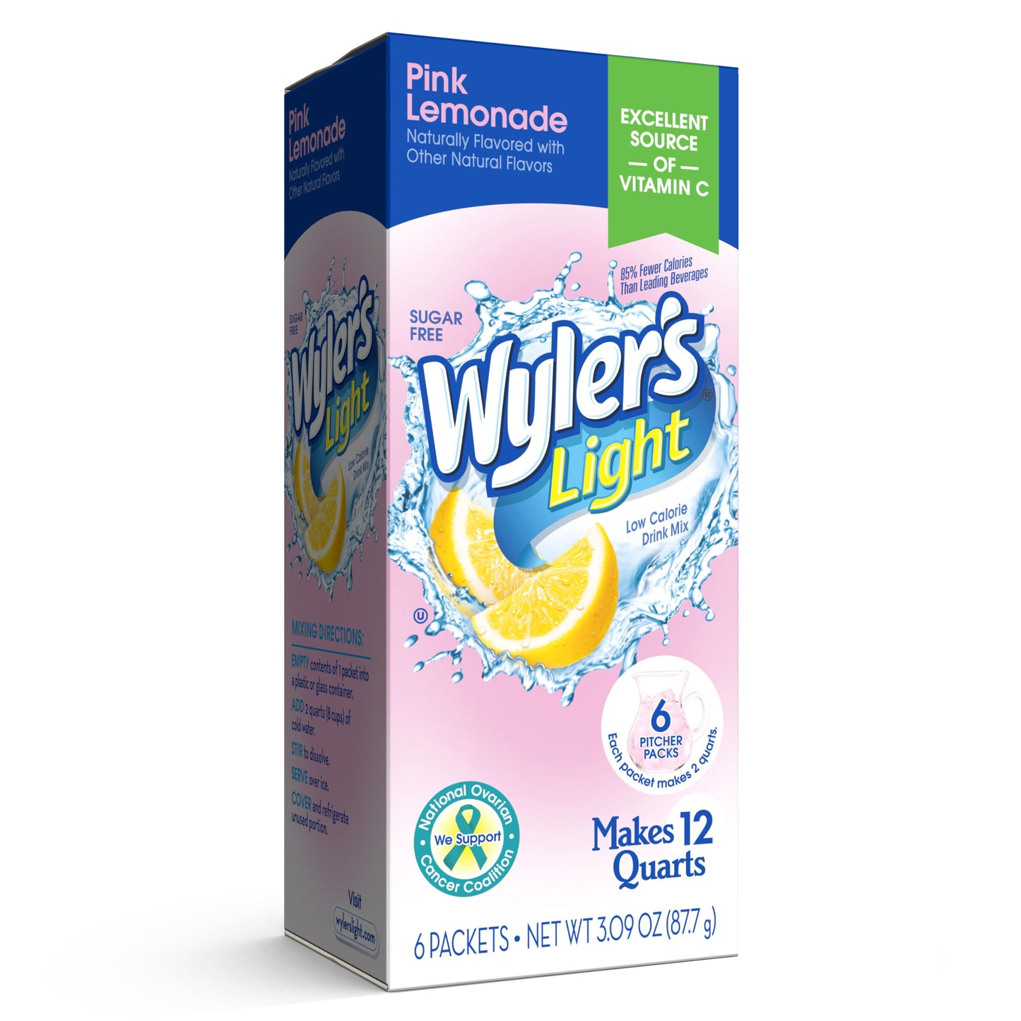 Wylers Light Pitcher Packs  Water Drink Mix Pink Lemonade 6 Pitcher Packets
