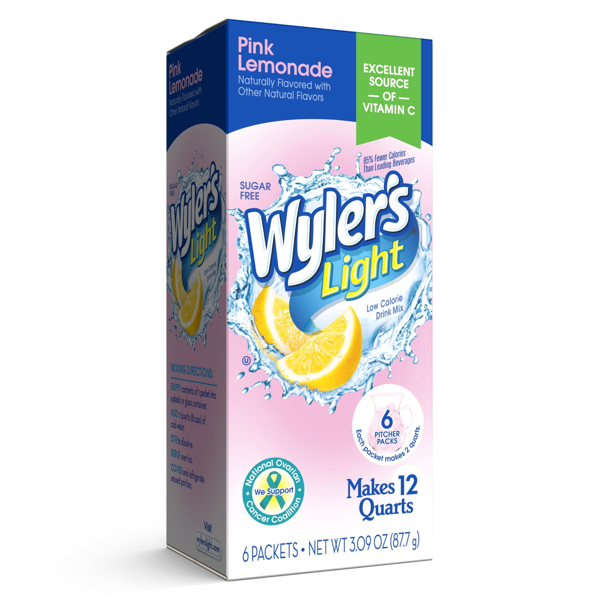 Wylers Light Pitcher Packs  Water Drink Mix Pink Lemonade 6 Pitcher Packets