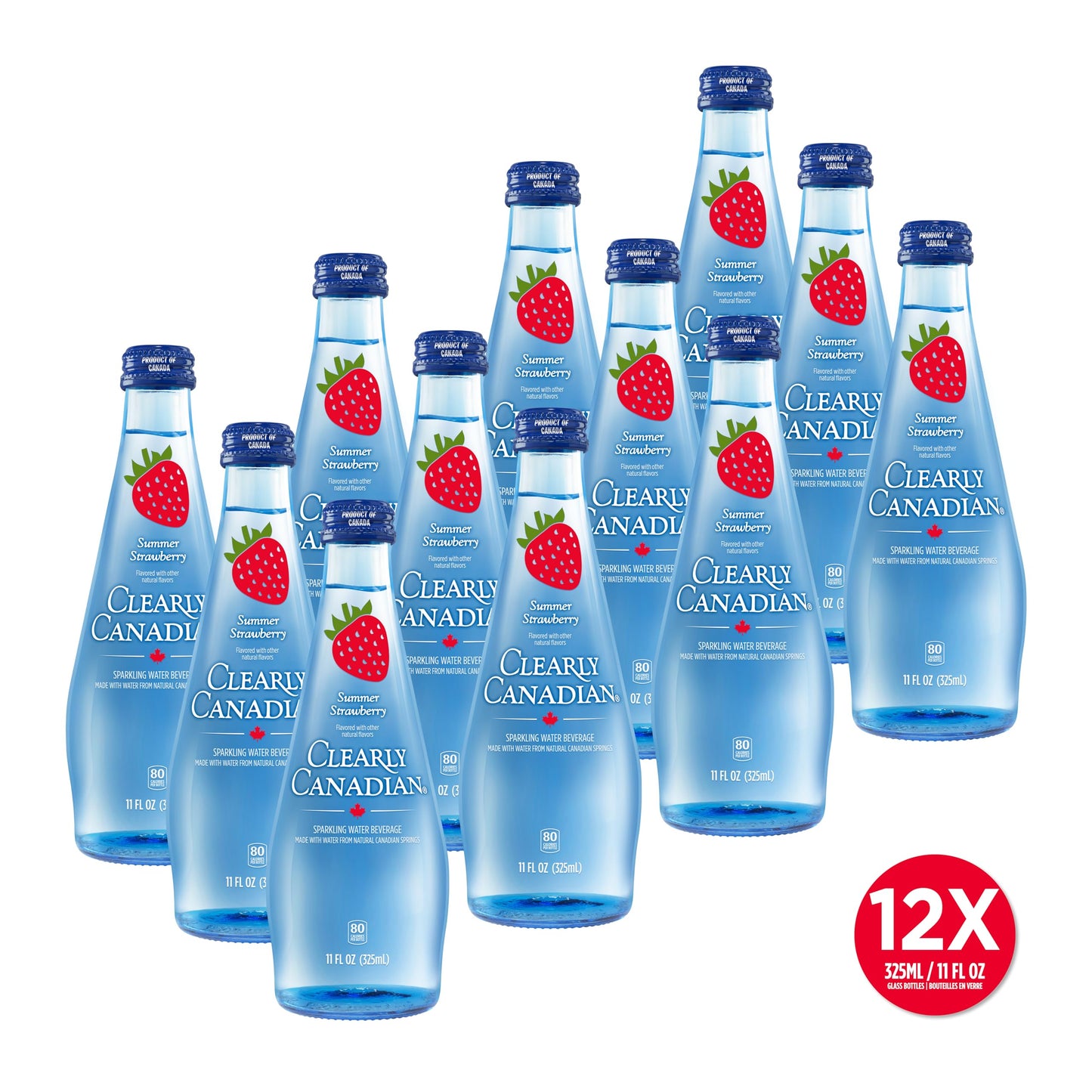 Clearly Canadian Sparkling Spring Water, Summer Strawberry Flavor, 12 Pack of 11 Fl Oz Bottles
