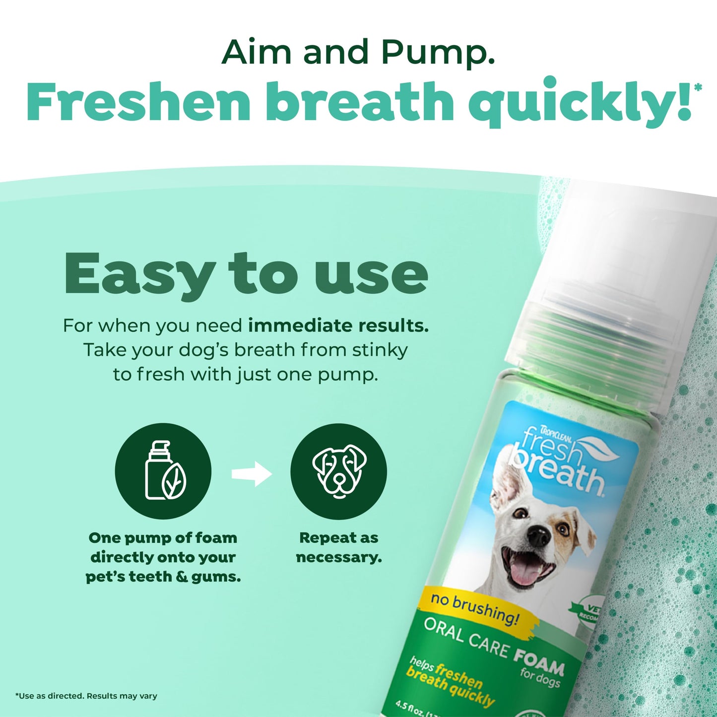 Tropiclean Fresh Breath Dental Foam Spray For Dogs & Cats | Quick Breath Freshener And Teeth Cleaning Solution | Made In The Usa | 4.5Oz.