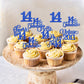 Rssta i 14th Birthday Cupcake Toppers, 24 Pack, Vintage 2011 Design, Blue